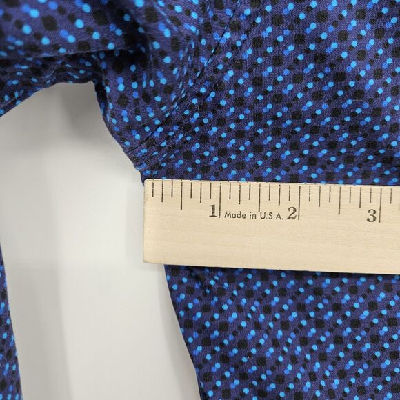 Butter Cloth Shirt Mens Large‎ Blue Circles Preppy Button Up Stretch FLAWS - Picture 8 of 11